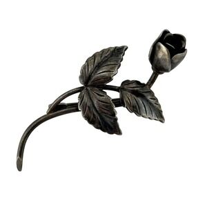 Vintage John L Lauritzen Sterling Silver Denmark Rose Flower Brooch Pin